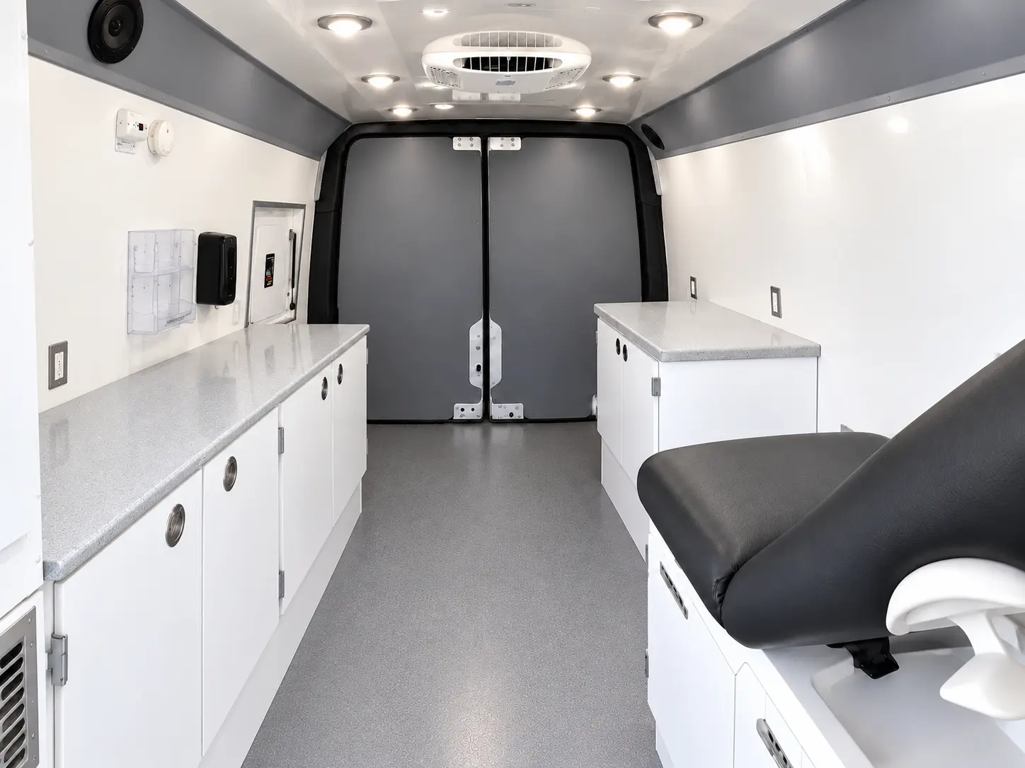 Interior of a used 2020 Mercedes-Benz Sprinter Mobile Clinic & Testing Lab (Customizable Build) for sale