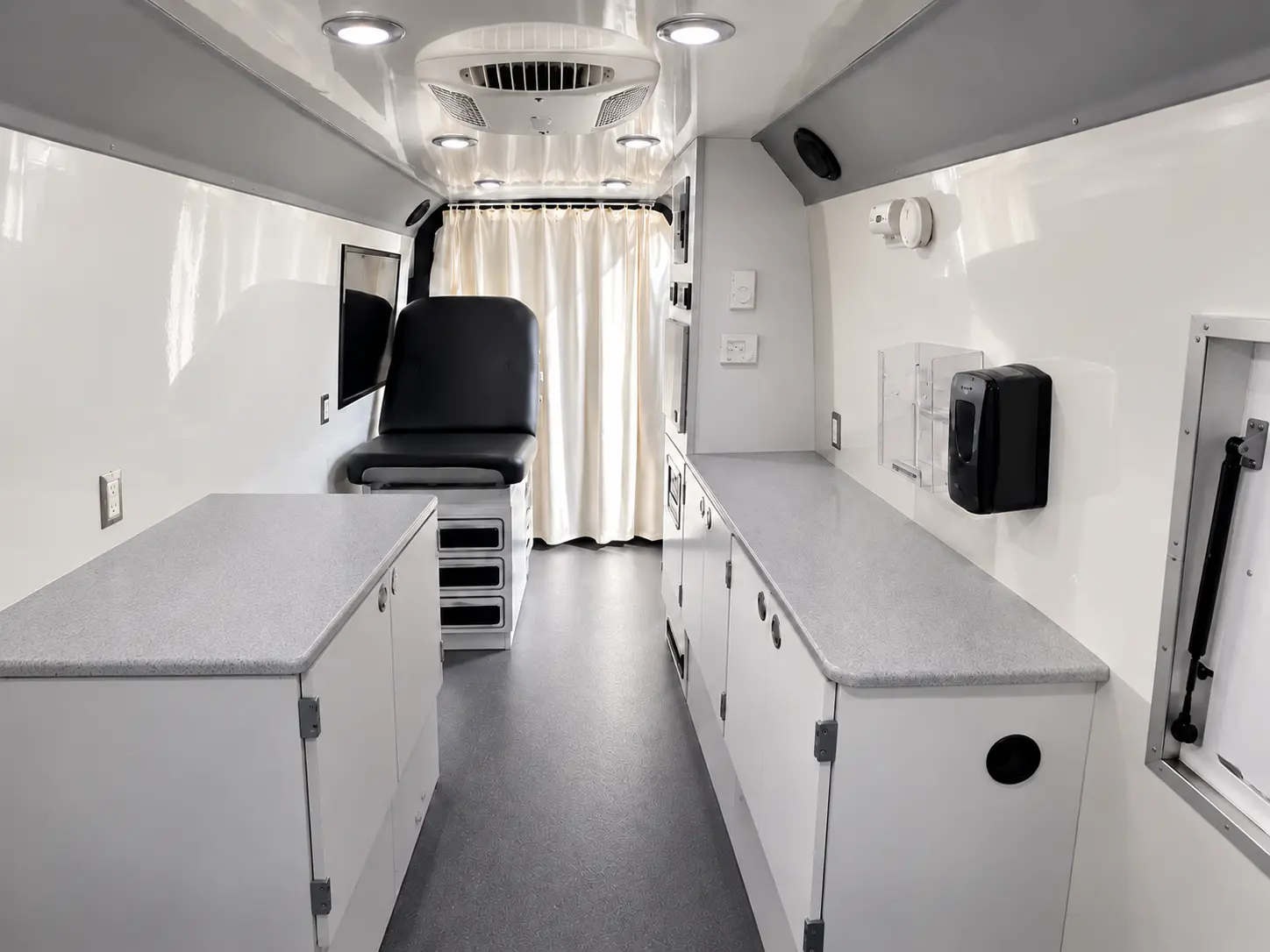 Interior of a used 2020 Mercedes-Benz Sprinter Mobile Clinic & Testing Lab (Customizable Build) for sale